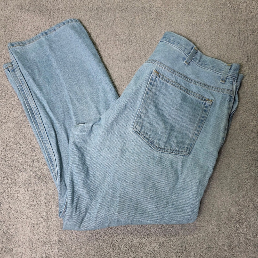Basic Editions Mens 40x30 Jeans Light Wash Straight Leg 100% Cotton Denim